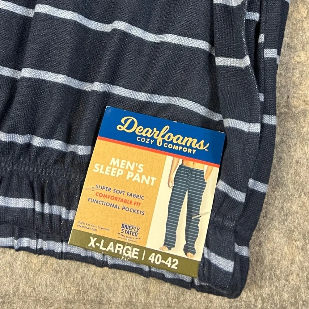 Dearfoams Sleep Pants XL Navy Blue Striped Lounge Pajama Bottoms Soft Stretch